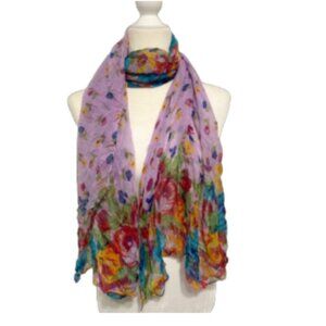 2 Chic bright floral lightweight feminine scarf